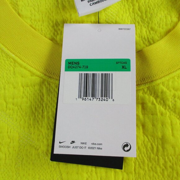 Nike Sweatshirt Mens XL Yellow Tech Pack Therma Fit ADV Textured Pullover NWT - Picture 7 of 12